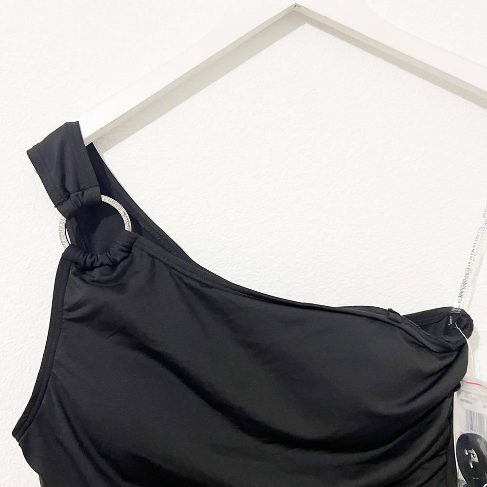 NWT NEW Michael Kors Womens Black One-shoulder One Piece Swimsuit Sz 12 - Picture 3 of 8